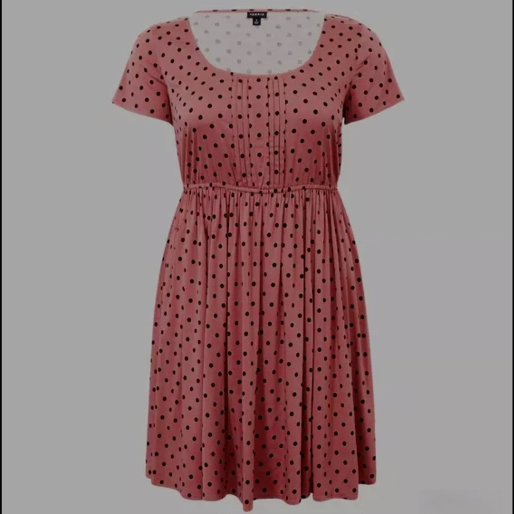 NWT Torrid Pink (Dusty Rose) and Black Polka Dot Mini Dress